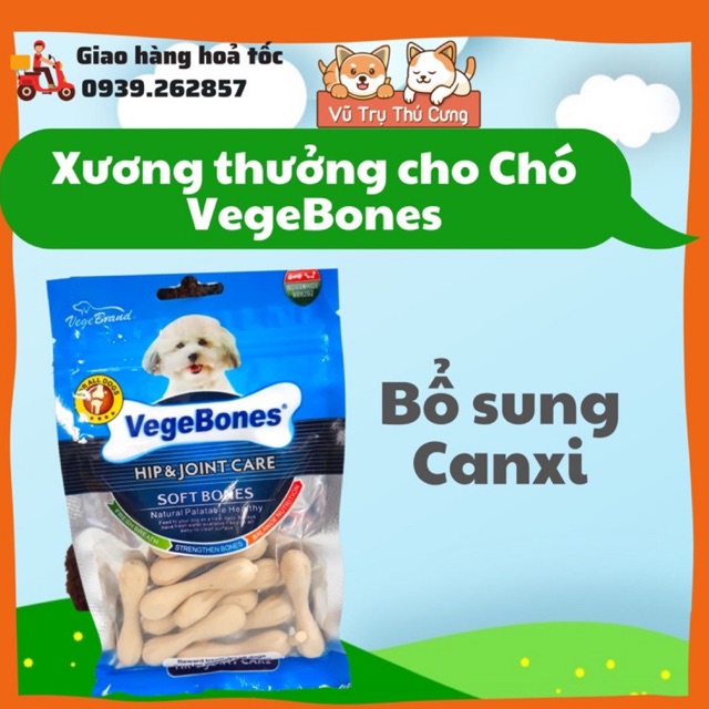 Xương thưởng mềm cho Chó gặm sạch răng, bổ sung dinh dưỡng, Xương thưởng VegeBones cho Chó