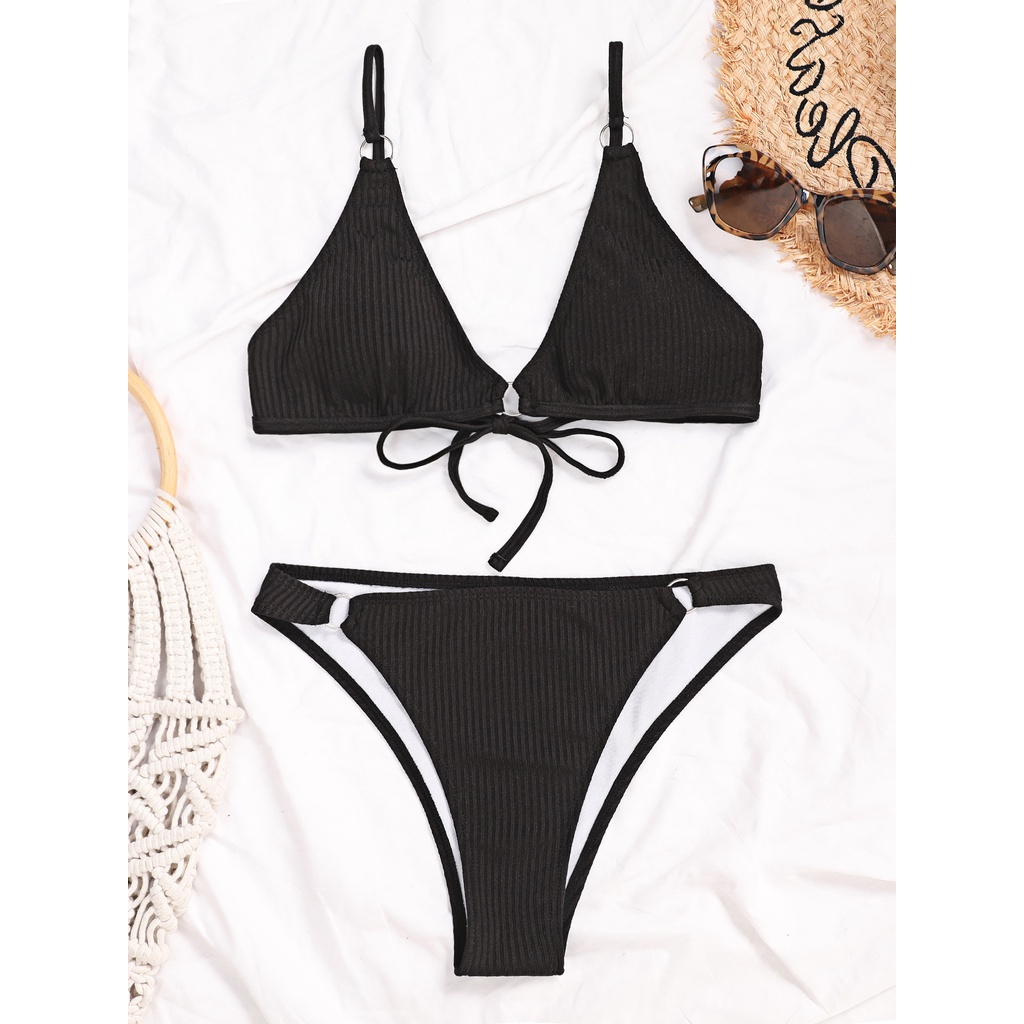 Bộ đồ bơi hai mảnh bằng polyester màu sắc xanh dương thời trang quyến rũ cho nữ | BigBuy360 - bigbuy360.vn