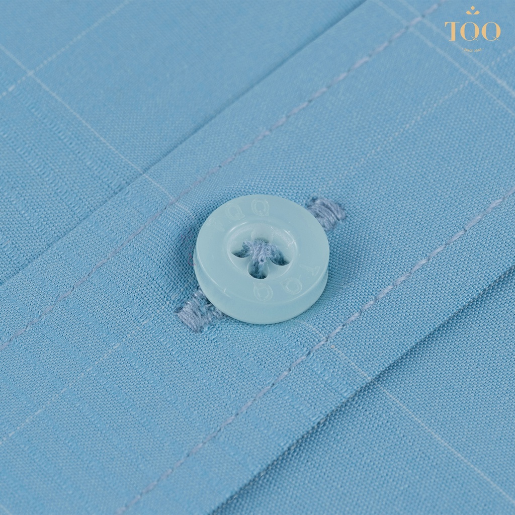 Áo sơ mi nam ngắn tay TQQ K499CB màu xanh thanh lịch dáng Slimfit ôm nhẹ