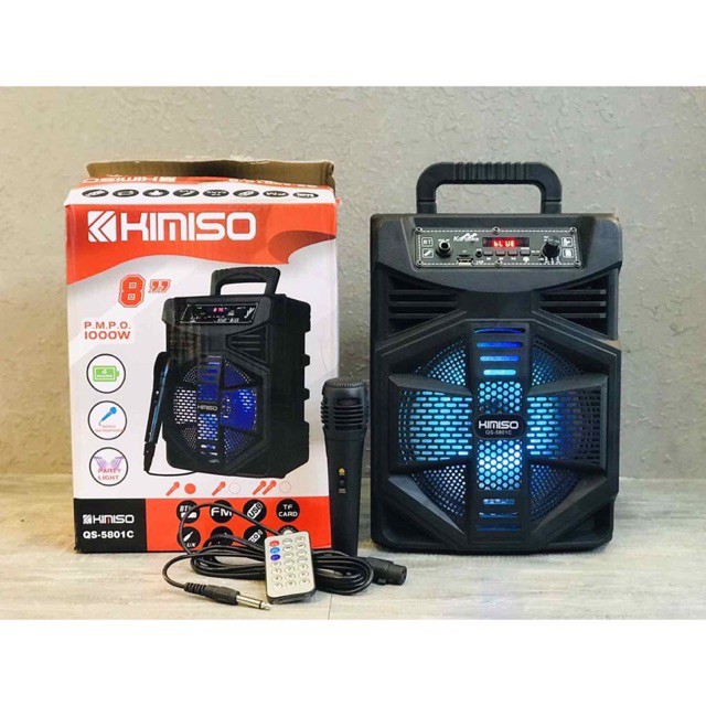 Loa Di Động Bluetooth KIMISO QS-5801C (Bass 8", 1 micro có dây)