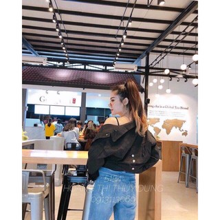 Áo khoác kaki nữ phối nút sau phong cách Hàn Quốc