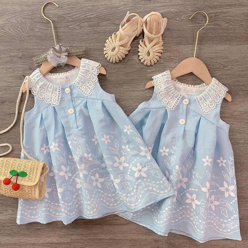 Váy bé gái AM870 - Đầm bé gái vải đũi siêu mát TTR237