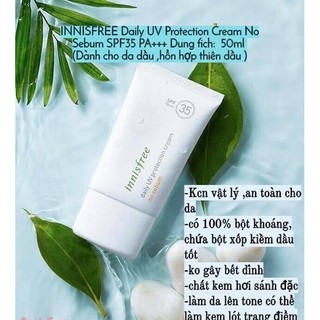 Kem chống nắng Innisfree Eco safety no sebum sunblock SPF35 PA+++