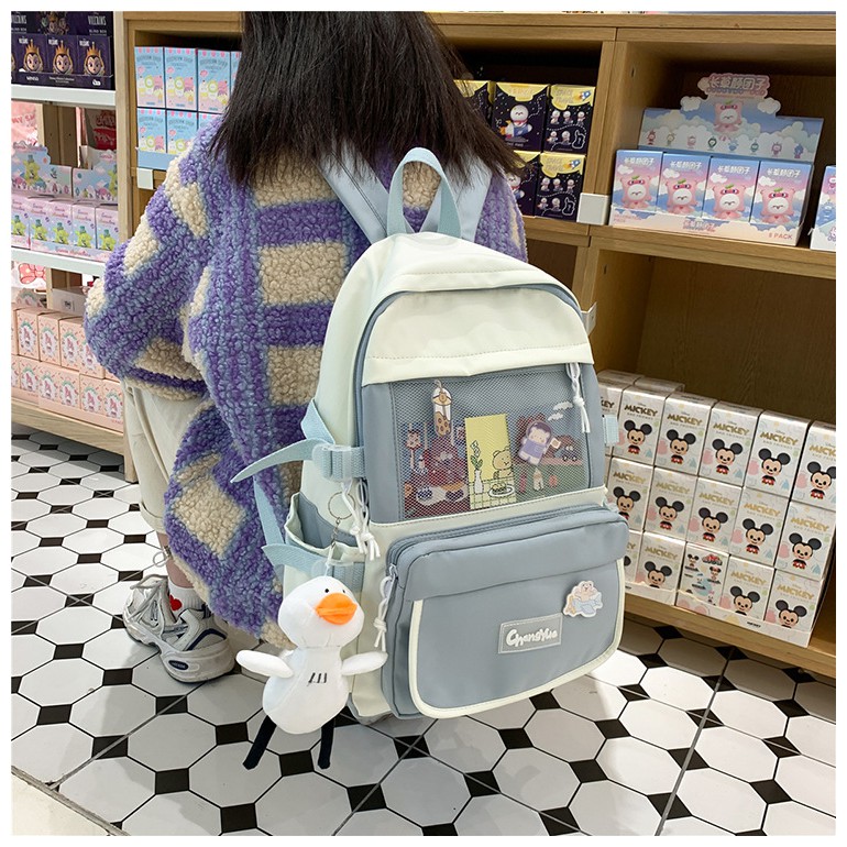 Balo ulzzang nam nữ đi học chống thấm phối lưới thời trang giá rẻ BAG U LP25