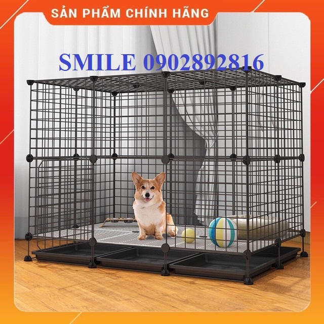 (CHUỒNG SIZE LỚN) TẶNG KÈM KHAY VỆ SINH - COMBO CHUỒNG CHÓ 6Ô LỚN CÓ KHAY VÀ CHÂN ĐẾ