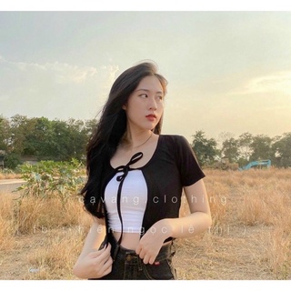 Set 2 Món áo khoác gân cột dây