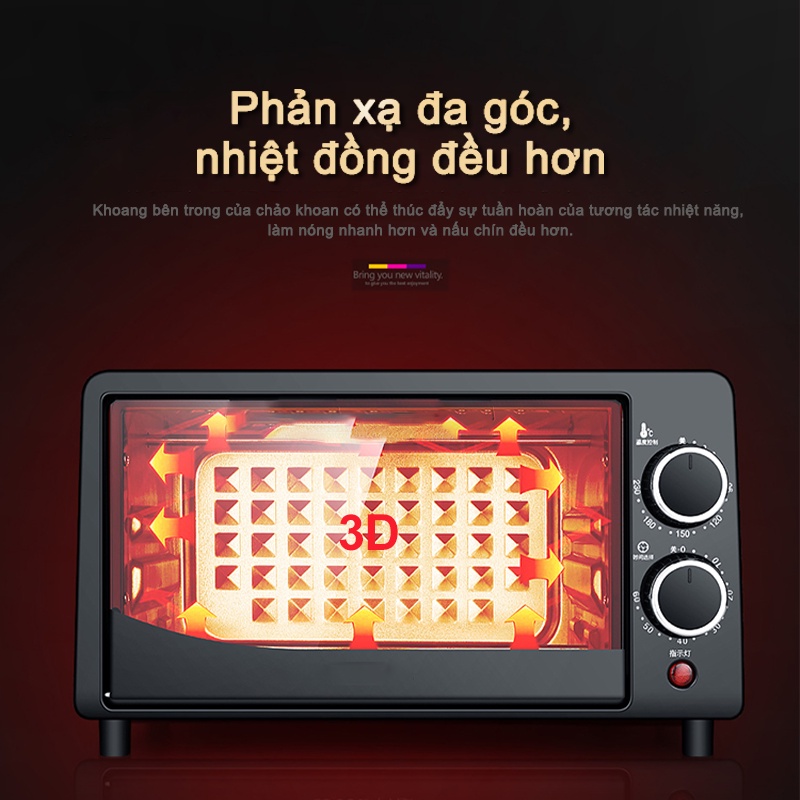 [Mã ELHADEV giảm 4% đơn 300K] LONGJIU✔Lò nướng mini đa năng 12L 800w - Bảo hành 12 tháng-lò nướng bánh