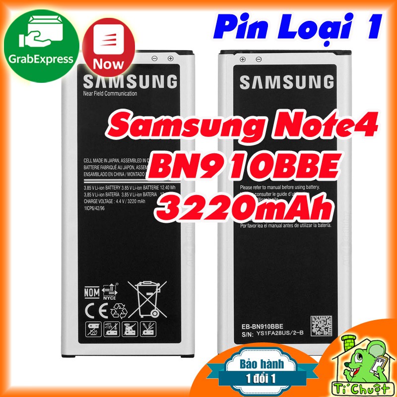 [Ảnh Thật] Pin Samsung Note 4 EB- BN910BBE 3220mAh Loại 1