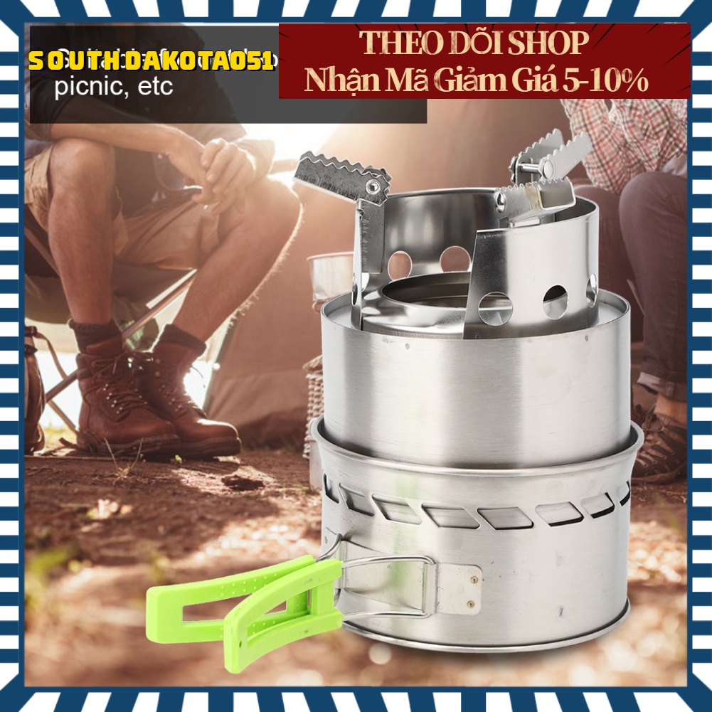 [Hàng Sẵn] Bếp Củi Di Động cắm trại ngoài trời chống gió Dùng Nấu ăn bằng thép không gỉ【Southdakota051】