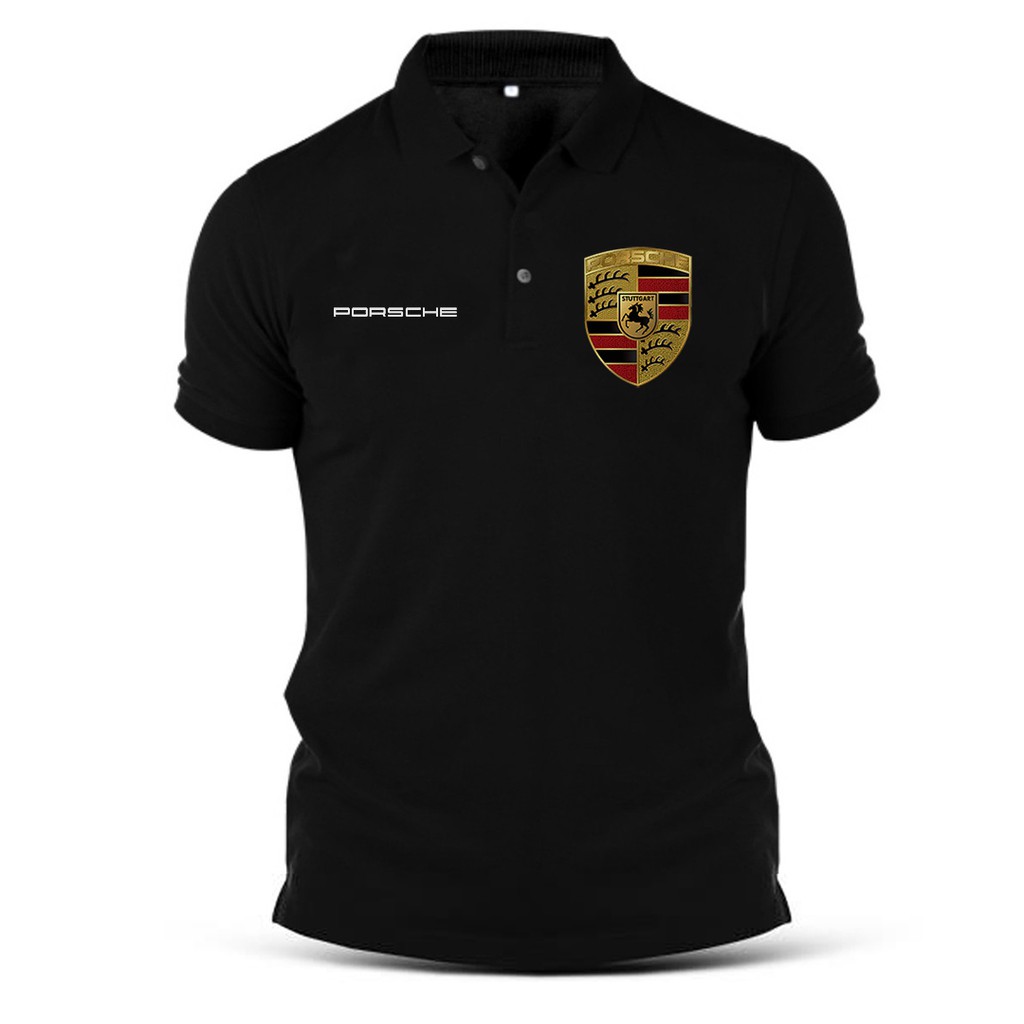 Áo thun POLO ngắn tay in logo xe hơi Porsche