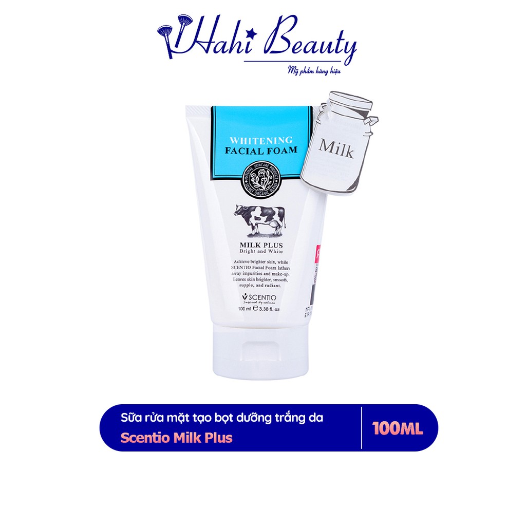 Sữa rửa mặt tạo bọt dưỡng trắng và trẻ hoá da Scentio Milk Plus 100 ml Beauty Buffet