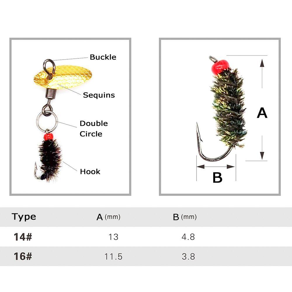 MUVAKO Set 8 Mồi Câu Cá Giả Hình Côn Trùng Thiết Kế Xoay Vòng Tiện Dụng