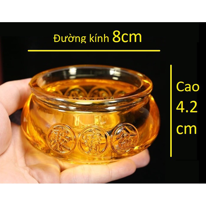 Hũ đựng Vàng Thần Tài Pha Lê (Cỡ Trung 8cm ) - Tụ Bảo Bồn Lưu Ly, Chiêu Lộc Tụ Tài, Vật Phẩm Phong Thủy Bày Ban Thần Tài | BigBuy360 - bigbuy360.vn