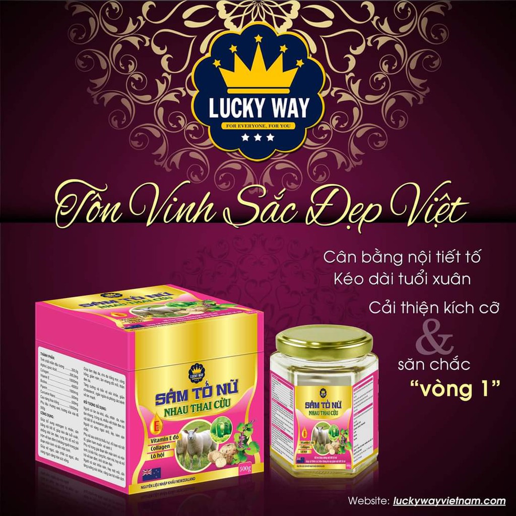 [LUCKYWAY] Sâm Tố Nữ Nhau Thai Cừu Giúp Làm Sáng Da, Tăng Nội Tiết Tố - Hộp 400g