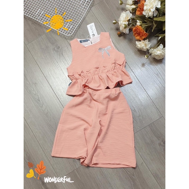(SIZE 3-7)(11-20kg) SET THIẾT KẾ CAO CẤP QUẦN ỐNG RỘNG DỄ THƯƠNG CHO BÉ GÁI