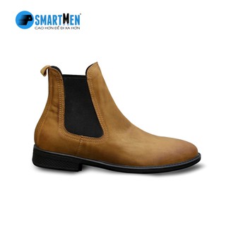 Giày da bò cao cổ SMARTMEN tăng chiều cao màu nâu GD-777N