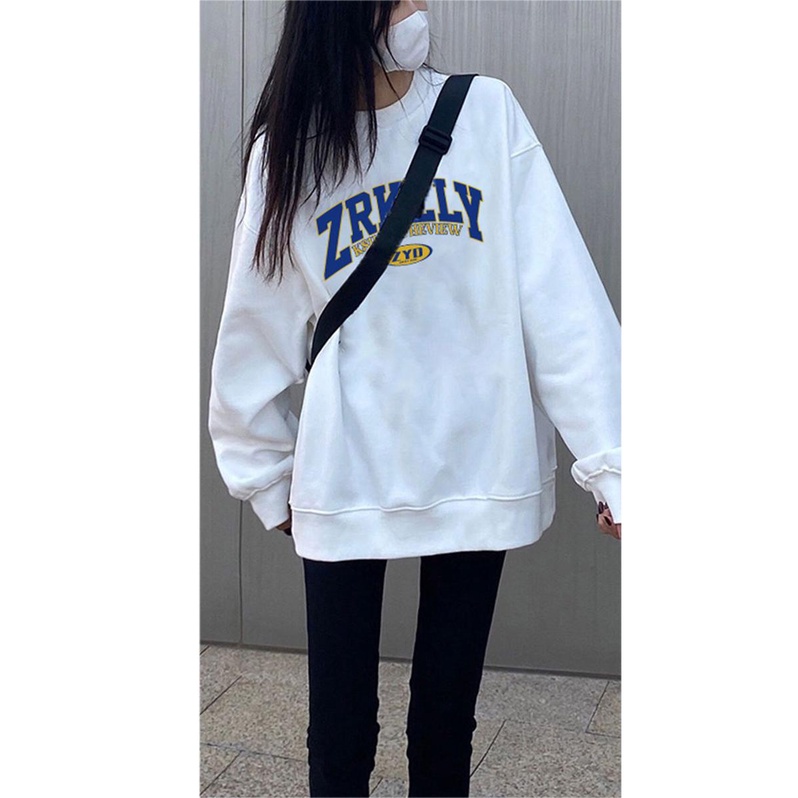 NRVP Áo thun tay dài oversize in họa tiết phong cách Hàn Quốc thời trang cho nữ