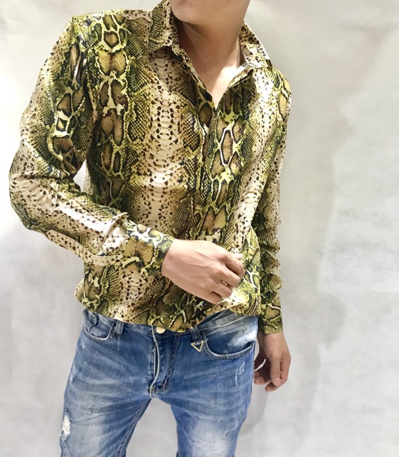 [ICONICMEN'S] Áo sơ mi hot họa tiết da trăn