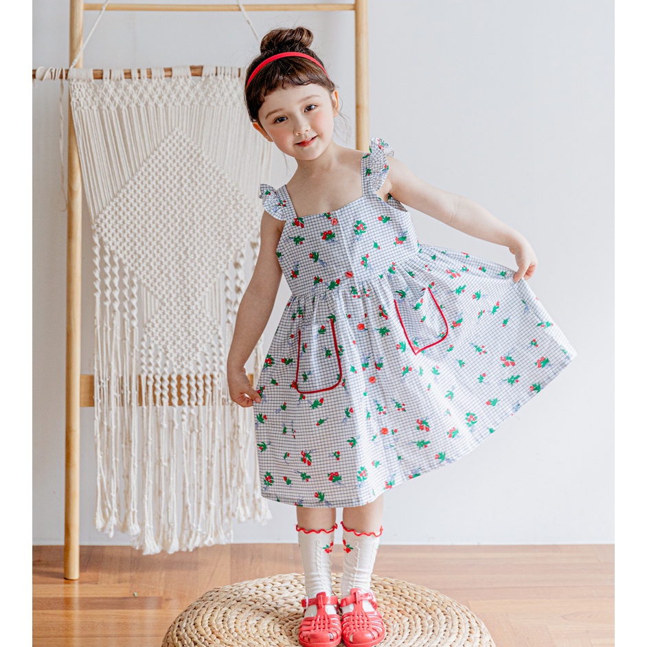 Váy bé gái Hàn Quốc Bebezoo cao cấp _ Caro Flower