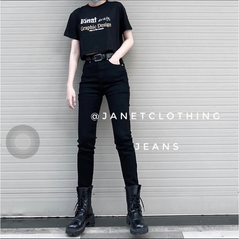 Quần skinny jeans co giãn đen tuyền