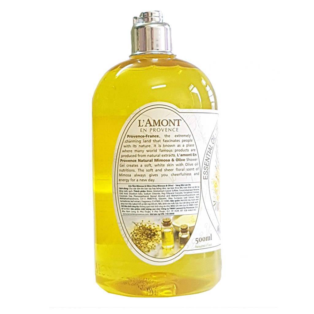 Combo Sữa Tắm Và Sữa Dưỡng Thể LAmont En Provence Hương Hoa Mimosa 500ml và 250ml