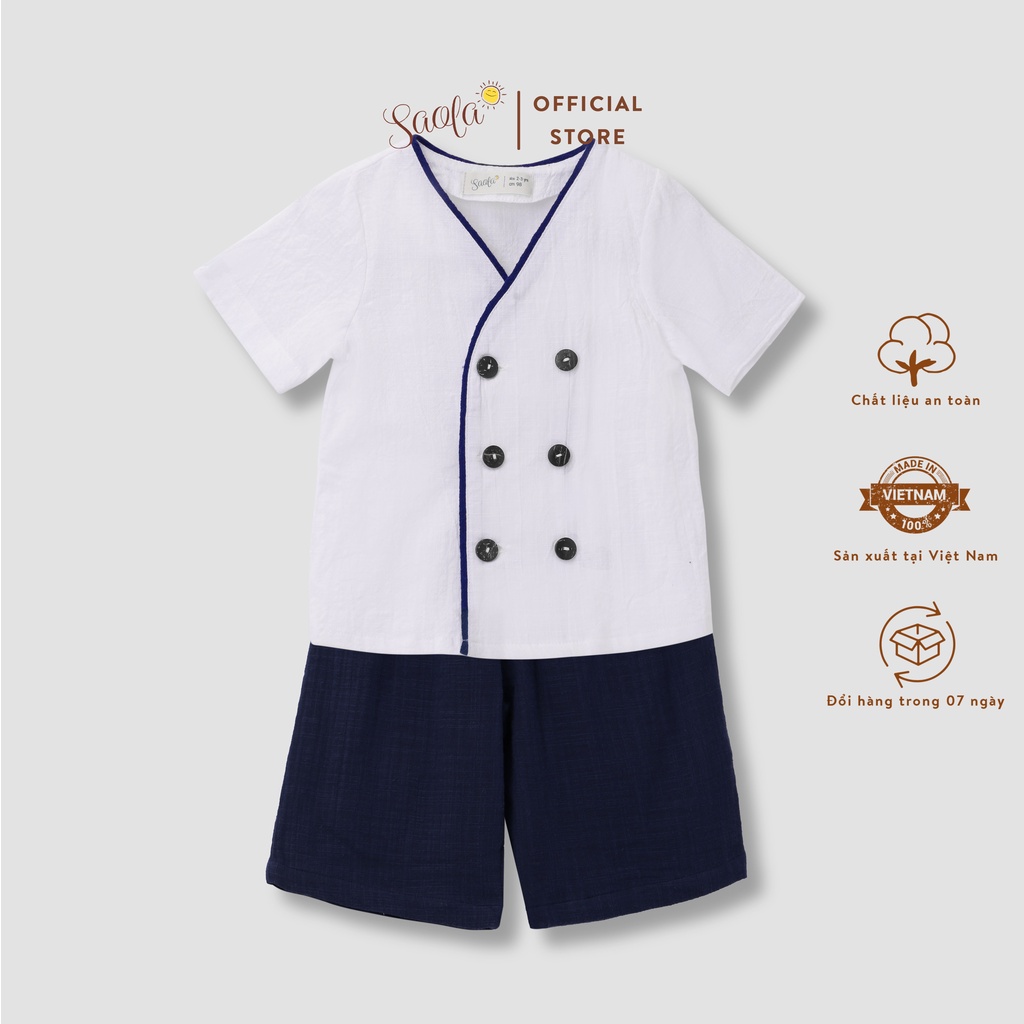 Bộ Quần Áo Bé Trai Chất Cotton Cao Cấp Thoáng Mát - KEELEY SET - SEC001 &amp; SEC002 - SAOLA KIDS CLOTHING - 2 Màu