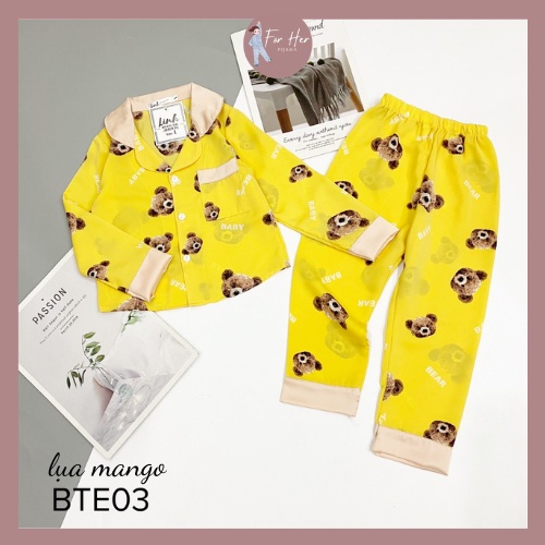 [Set Bé] Bộ Pizama Đôi Mẹ và Bé Mẫu Mới Nhất 2021 Pijama Trẻ Em Lụa Mango Dài Tay Cao Cấp Nhiều Màu Đủ Size 12-32kg