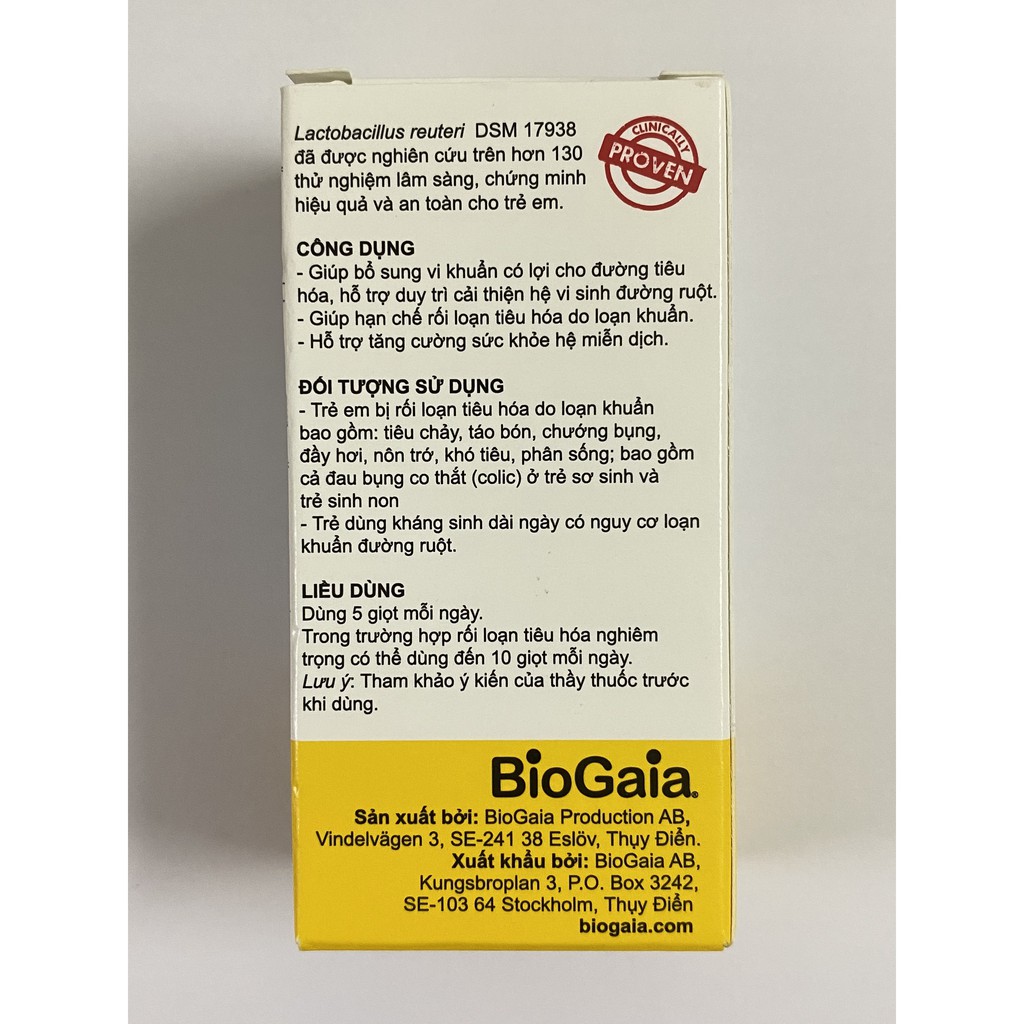 [CHÍNH HÃNG] Men Vi Sinh Biogaia Protectis Baby Drops ,giúp bé ổn định đường ruột, tiêu hóa khỏe. Giảm táo bón.