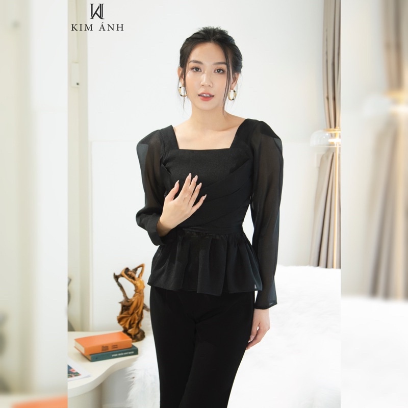 Áo Kiểu Thiết Kế Nữ, Áo Sơ Mi Nữ Công Sở Kim Ánh Anisa Top Tay Dài Thanh Lịch | BigBuy360 - bigbuy360.vn