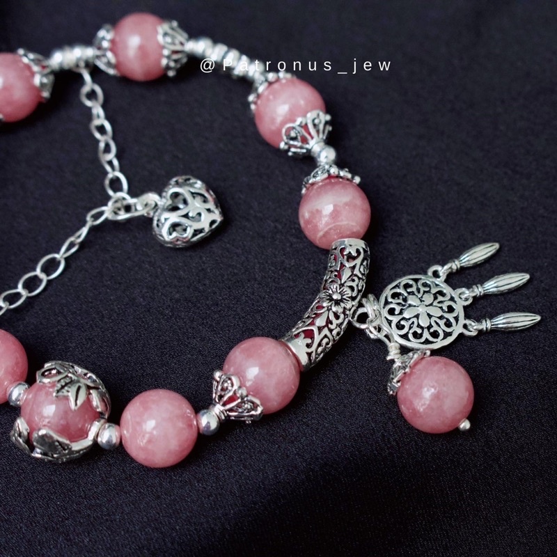 Vòng Tay Đào Hoa Phối Charm Bạc 925 VTDHCB92522A Patronus