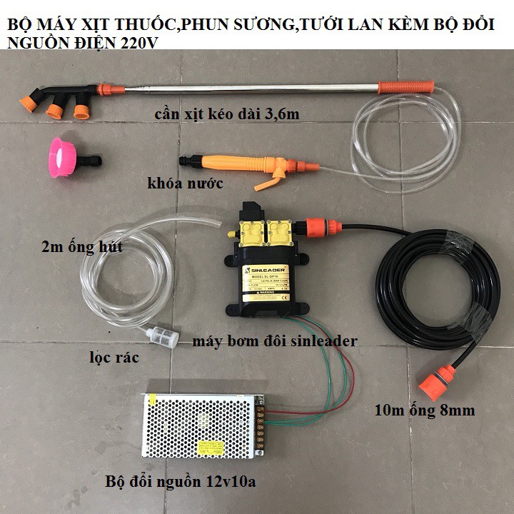 Bộ máy bơm thuốc sâu,tưới lan 12v kèm đầy đủ phụ kiện - máy bơm rửa xe mini