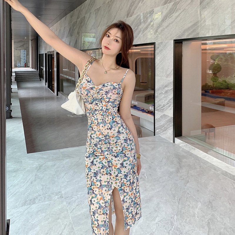 Brroa Đầm Hai Dây Dáng Dài Ôm Sát Họa Tiết Hoa Thời Trang Mùa Hè Quyến Rũ Cho Nữ