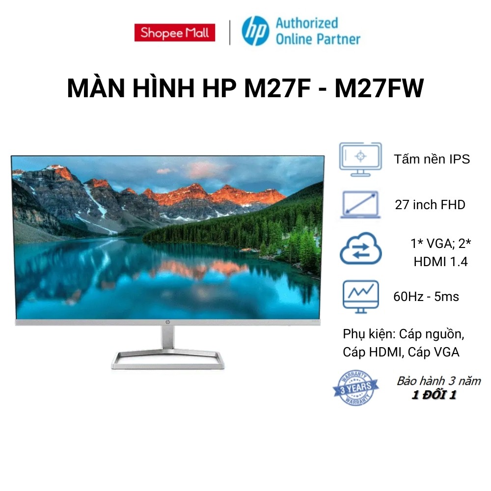 [Mã ELHP3TR giảm 12% đơn 500K] Màn hình HP M27F / M27FW - 27 inch FHD IPS 60Hz