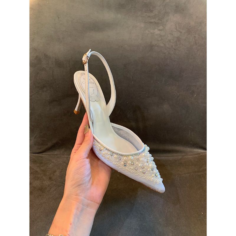 Giày cao gót có quai mũi nhọn gót 7,5cm Rene caovilla