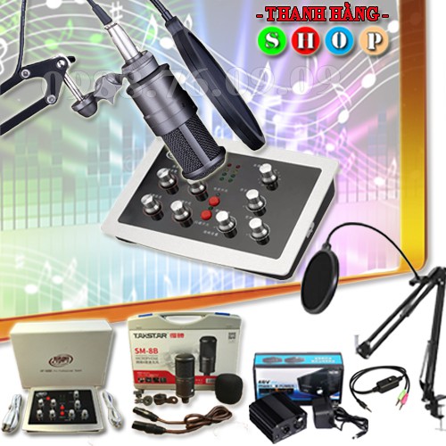 Trọn bộ Combo Mic thu âm Takstar SM8B và Sound card HF-5000 Pro hát karaoke, auto tune