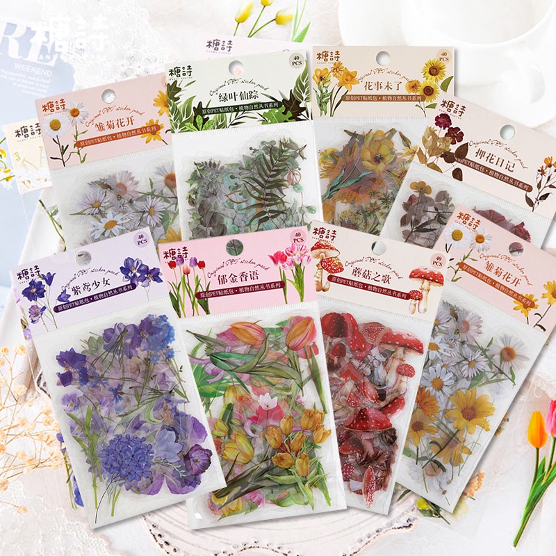 Set 40 miếng dán trang trí sổ tay/nhật ký/điện thoại chống thấm nước