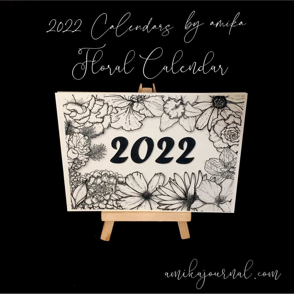 Lịch năm 2022 có âm lịch - FLORAL CALENDAR BY amika - Giá vẽ gỗ mini trang trí bàn học (MIỄN PHÍ in tên riêng, quote)
