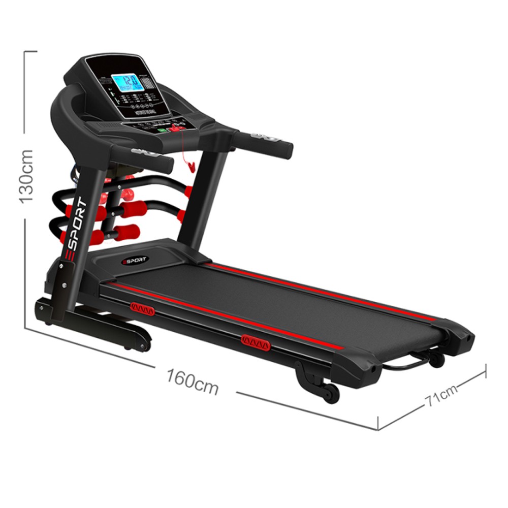 Máy chạy bộ điện SPORT model mới nhất 1-16km, tích hợp máy rung, gập bụng, băng chạy chống rung cao cấp 16km