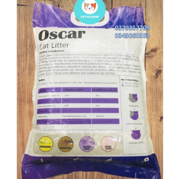 Cát Vệ Sinh Oscar 8L (lít) Cho Mèo - Siêu vón cục nhanh - Khử Mùi - Ít Bụi