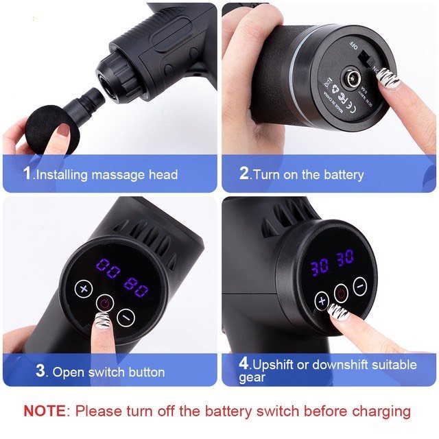 BOOSTER M - Súng massage gun cầm tay, máy massage toàn thân mini nhiều chế độ, pin 2400mAh dùng liên tục trong 4 Giờ