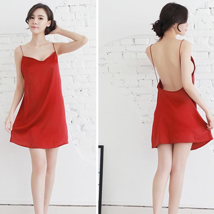 Váy ngủ phi lụa sexy hai dây hở lưng gợi cảm với 3 màu siêu hot | BigBuy360 - bigbuy360.vn