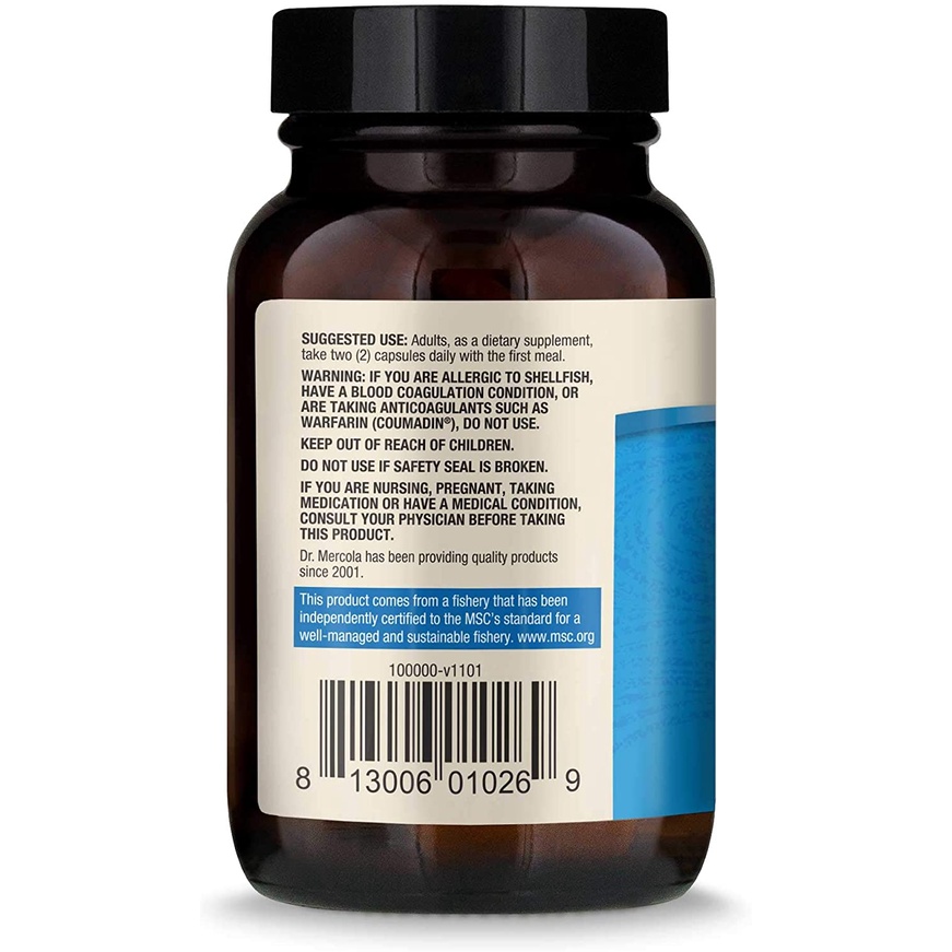 Cung cấp omega 3, dầu nhuyễn thể Krill Oil Dr.Mercola 60v