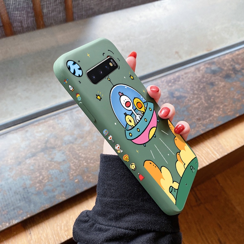 Ốp Cho Samsung galaxy S10 4G  S10 5G S10E  S10 Lite S10 Plus S9 S9 Plus Với Vỏ Lưng Mỏng Mềm Chống Sốc Hành Tinh Vịt Nhỏ Màu Vàng Hoạt Hình Ốp Bảo Vệ Toàn Bộ Ống Kính Máy Ảnh Họa Tiết Silicon Lỏng Ốp Điện Thoại