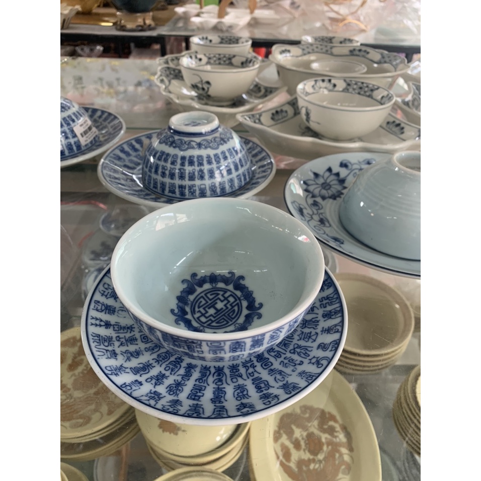 Sét bát Bách THọ Bách Phúc Bát Tràng. sét bát thờ. bộ bát