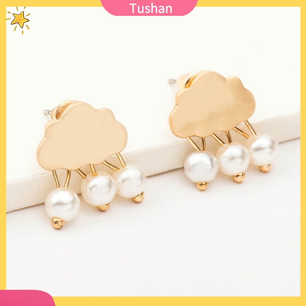 Hoa tai hình đám mây mưa đính ngọc trai xinh xắn cho nữ