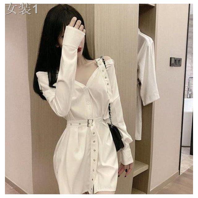 ✧Hồng Kông phong cách retro tất cả phù hợp với quây ngực trên cùng tính khí sexy thời trang áo sơ mi trung dài