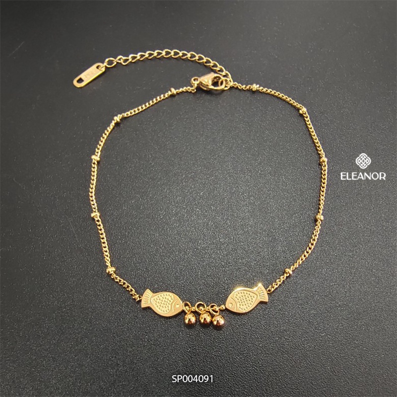 Lắc chân nữ titan Eleanor Accessories mặt hình cá phối bi tròn phụ kiện trang sức xinh xắn dễ thương