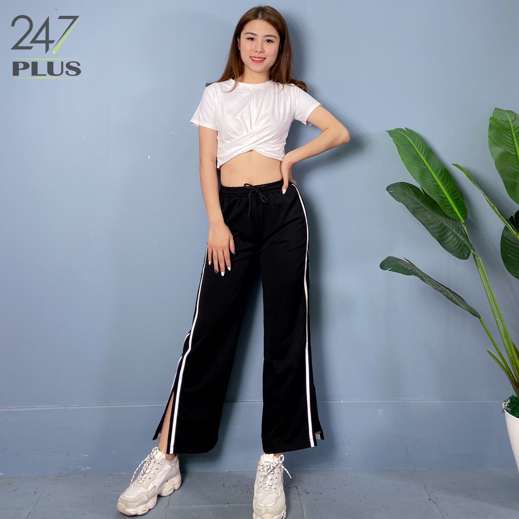 Áo croptop xoắn eo chất cotton