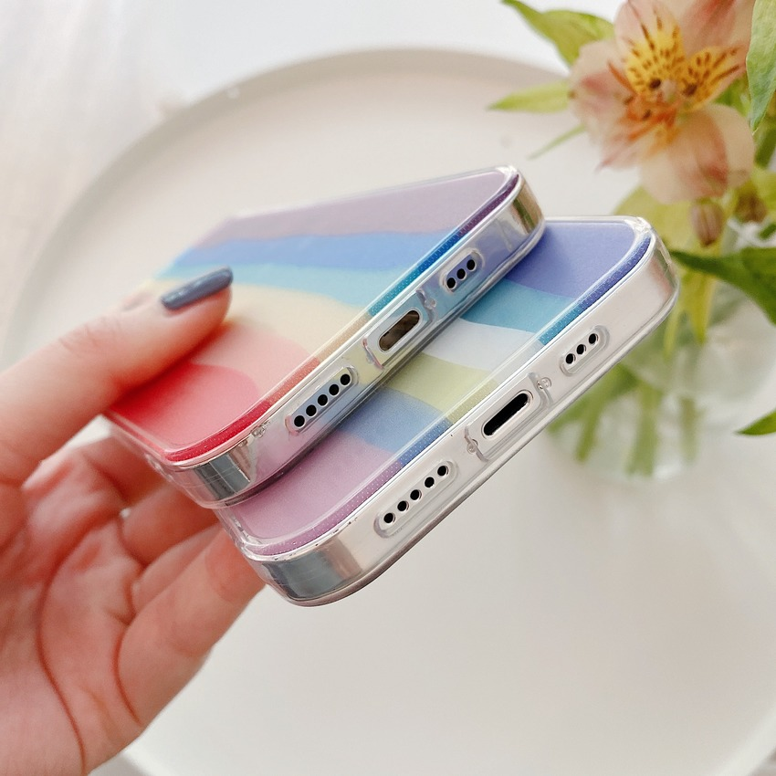 Ốp Điện Thoại Trong Suốt Họa Tiết Cầu Vồng Thời Trang Cho Iphone 12 11 Pro Max X Xs Max Xr 6 6s 7 8 Plus