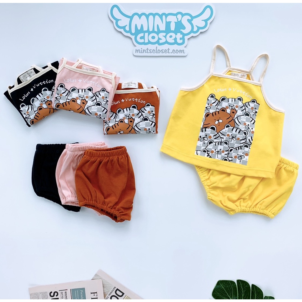 Bộ Áo 2 Dây Bé Gái Nhiều Màu Mùa Hè In Hình Mèo Size Từ Sơ Sinh - 3 Tuổi MINTSCLOSET Mint's Closet - DB8058